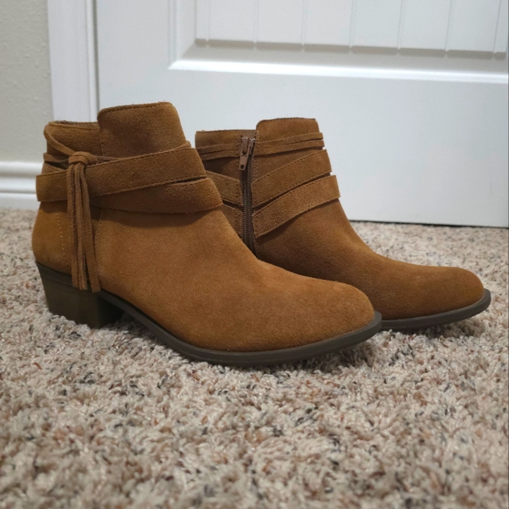Kensie Tan Ankle Booties with Suede Finish